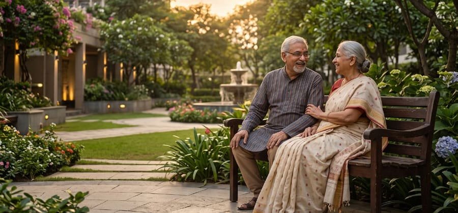 Senior citizens' garden at Codename T Square, Tathawade, Pune — indicative amenity render